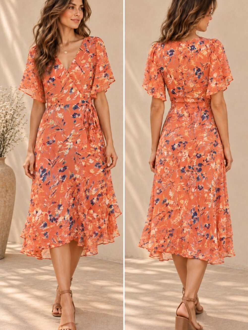 Haute Hippie Tribe Luna Floral True Wrap Maxi Dress M